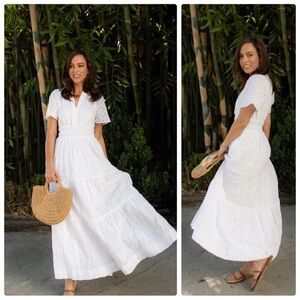 Anthropologie Maeve Somerset Maxi in Ivory Eyelet Tiered Dress Size XL​​